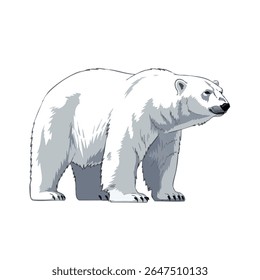 Urso polar andando - vetor de visão lateral corpo inteiro no fundo branco, ilustração de vetor 2D