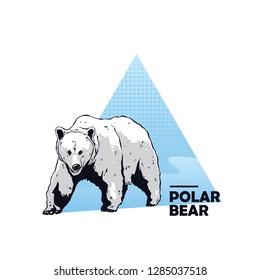 Polar bear walking with ice background for logo vector illustration