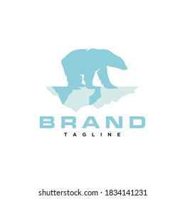 Polar Bear Walking on Iceberg Logo Design Vector Image