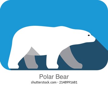 Polar bear walking side flat 3D icon design, vector illustration