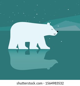 polar bear walks through the snow vector illustration