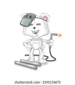 the polar bear welder mascot. cartoon vector