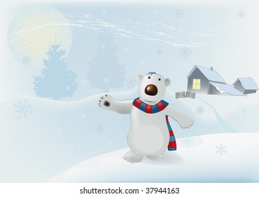 polar bear in the winter