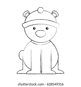 polar bear with winter hat