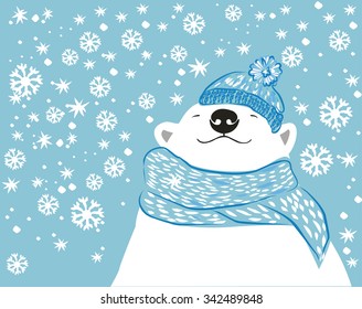 Polar Bear Winter holiday snowflake