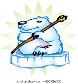 The polar bear with a wizards stick 