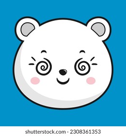 Polar Bear Woozy Face Head Kawaii Sticker Isolated