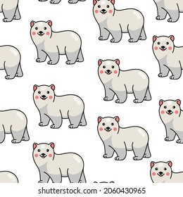 Polar bears, cute. animals vector seamles pattern isolated on white background. Concept for wallpaper, print, cards