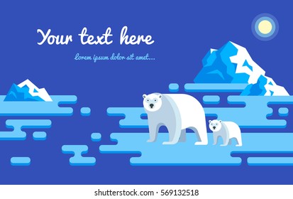 Polar bears flat illustration