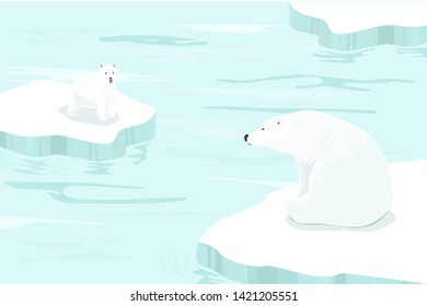Polar Bears and Glacier Background