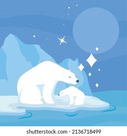 polar bears iceberg scene, climate change