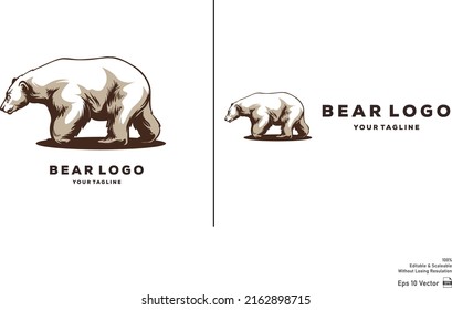 Polar Bears Logo, with two alternative polar bear heads and walking.