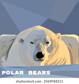 Polar bears in the north. Arctic animals in natural habitat. Flat vector illustration concept