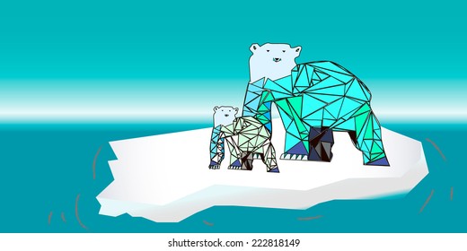 Polar bears on ice floe