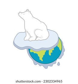 Polar Bears on Melting Ice due to the effects of global warming