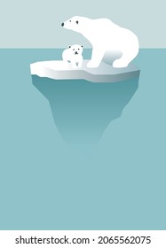 POLAR BEARS ON A PIECE OF ICEBERG FLOATING DRIFT 