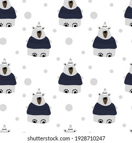 Eisbären auf weißem Hintergrund, nahtloses Muster