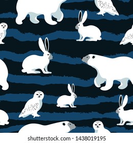 polar black animals vector seamless pattern . Concept for print, textile, clothing design, web design, wallpaper 