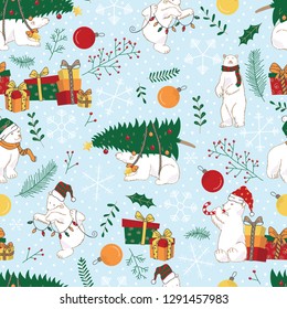 Polar Christmas Vector Seamless Pattern