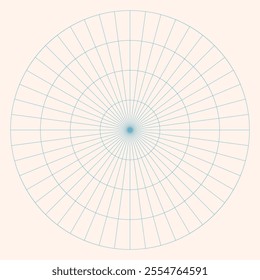 Polar coordinate circular grid isolated on white background. 360 degrees scale. Blank polar graph paper. Vector illustration. Mathematical graph. Lined blank on transparent background.