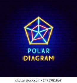 Polar Diagram Neon Label. Vector Illustration of Analytics Data Symbol.