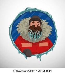 Polar Explorer Label, Vector 