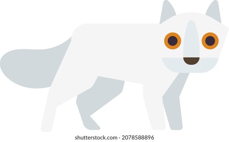 Polar fox icon. Cute white arctic animal