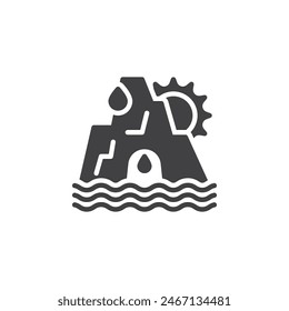 Polar glacier melting vector icon. filled flat sign for mobile concept and web design. Ice Cap Melt glyph icon. Symbol, logo illustration. Vector graphics