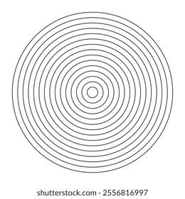 Polar grid of 14 concentric circles. Wheel of life, habits tracker. Coaching blank. Circle diagram divided on fourteen segments. Blank polar graph paper. Graphic template.