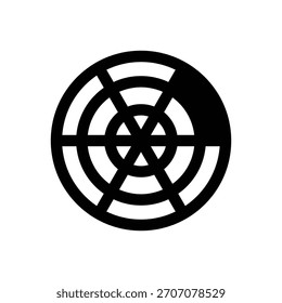 Polargitter. Konturenstrichvektorsymbol mit schwarz gefüllten Details.