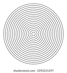 Polar grid pattern of 16 concentric circles. Wheel of life, habits tracker. Coaching blank mockup. Circle diagram divided on sixteen segments. Blank polar graph paper layout. Graphic outline template.