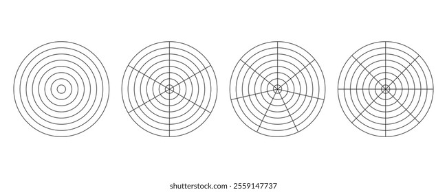 Polar grid segment concentric circles diagram of lifestyle balance. Diagram wheel parts polar grid infographic.