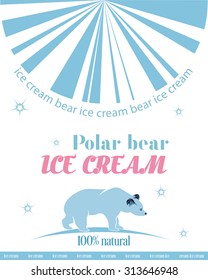 Polar ice cream bear vector illustration over white background banner, isolated for ice cream business poster