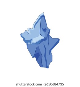 polar iceberg cartoon. freeze drift, calving berg, blue crack polar iceberg sign. isolated symbol vector illustration