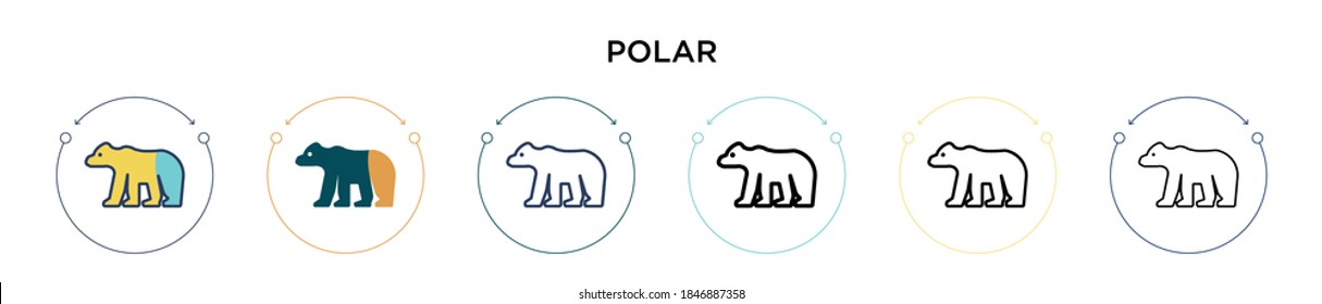 Polar icon in filled, thin line, outline and stroke style. Vector illustration of two colored and black polar vector icons designs can be used for mobile, ui, web