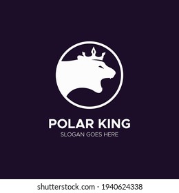 Polar king. Bear with crown logo vector design illustration idea for company or website 