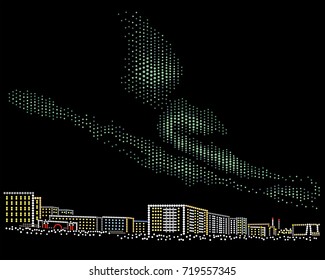 The polar lights over the city