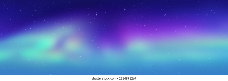 Polar lights, starry sky. Northern landscapes. Vector illustration.