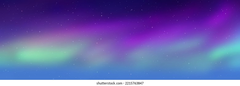 Polar lights, starry sky. Northern landscapes. Vector illustration.