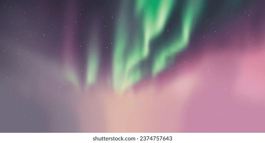 Polar lights, starry sky. Northern landscapes. Vector illustration.