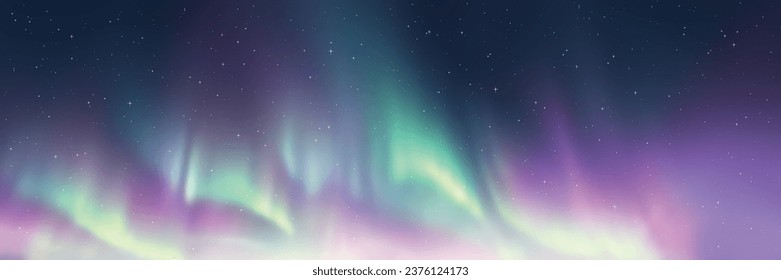 Polar lights, starry sky. Northern landscapes. Vector illustration.