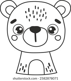 Polar line bear animal isolated, cute arctic animal, kids illustration, cartoon vector