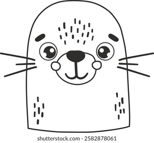 Polar line seal animal isolated, cute arctic animal, kids illustration, cartoon vector