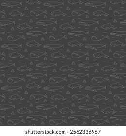 Polar sea animals seamless pattern. Cute Cartoon arctic animals, marine animals and fish, background. Vector Illustration.