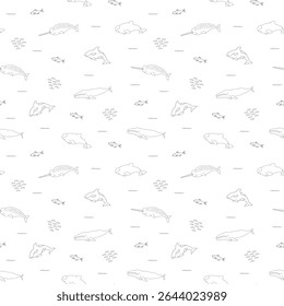 Padrão sem costura de animais marinhos polares. Animais do Ártico, animais marinhos e peixes, fundo. Ilustração de vetor.