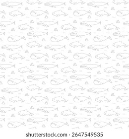 Padrão sem costura de animais marinhos polares. Animais do Ártico, animais marinhos e peixes, fundo. Ilustração de vetor.