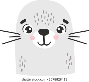 Polar seal animal isolated, cute arctic animal, kids illustration, cartoon vector