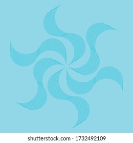 Polar stripe of pattern vector. Design six lines arc shape blue on light blue background. Design print for illustration, artwork, textile, texture, wallpaper, background. Set 3