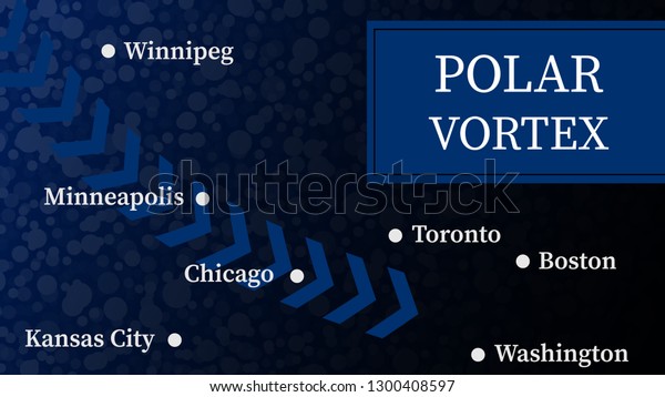Polar vortex 2019. Illustration. Snow slams\
Chicago-area, Minneapolis, Kansas City, Winnipeg, Toronto, Boston,\
Washington. Snow squall.