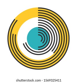 Polar watch color icon. Information collection chart. Progress graph. Round diagram with bars. Research presentation. Business report visualization. Marketing, economy. Isolated vector illustration